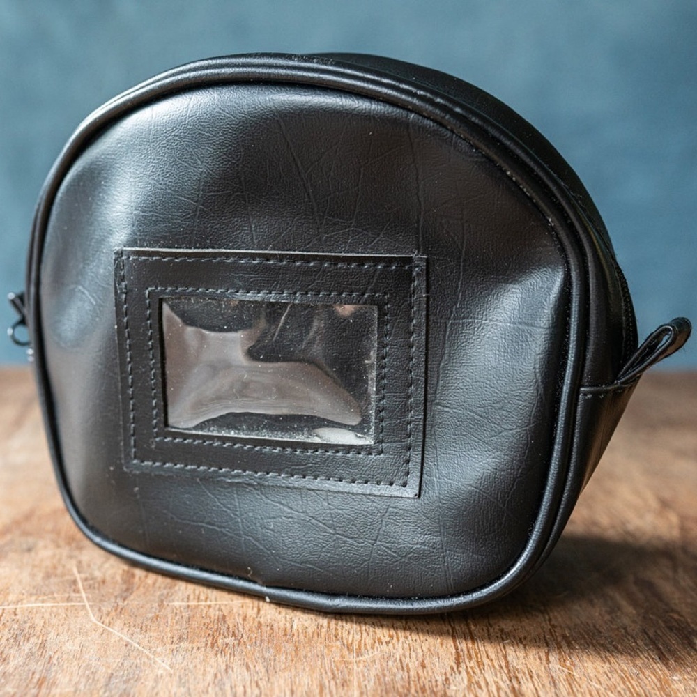 Classic Black Leather Toiletry and Travel Bag
